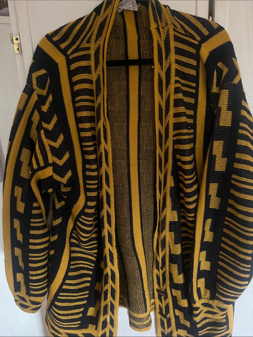 Vintage gold and blue acrylic cardigan nsf but large/xl